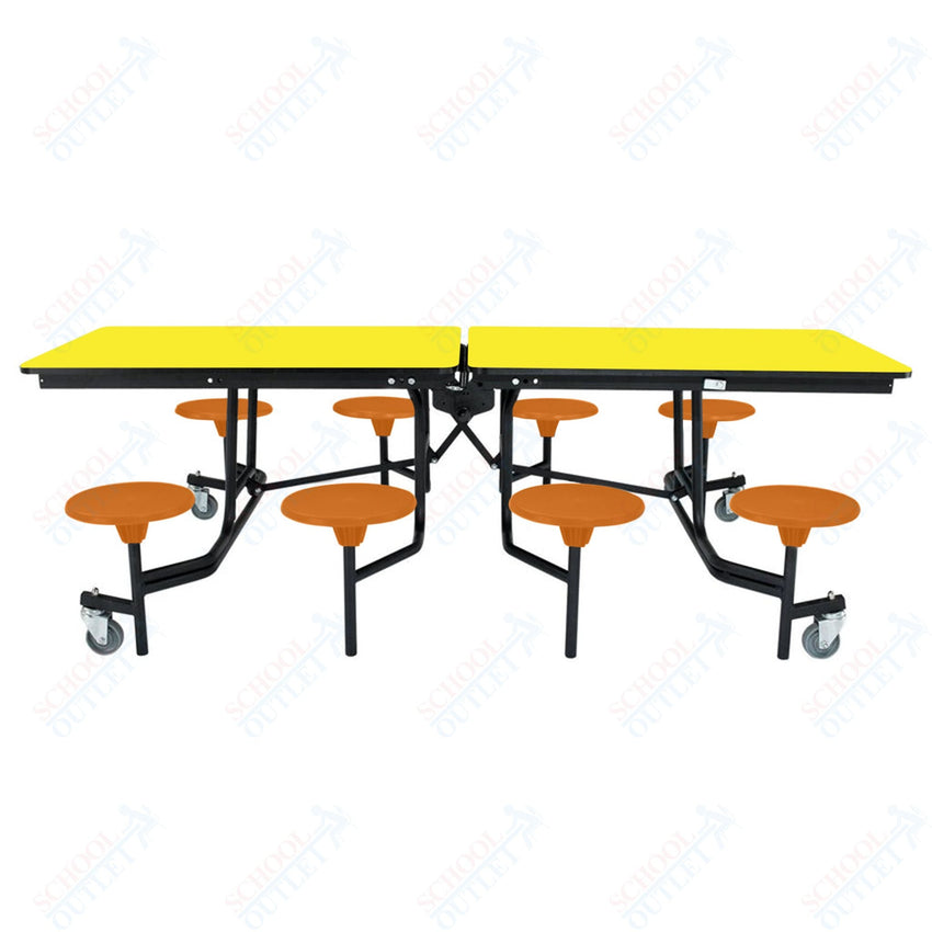 NPS Rectangle Mobile Stool Unit Folding Table with Storage and High Impact Stools 30" W x 97" L x 25" H (NPS-MTS8-XX-25) - SchoolOutlet