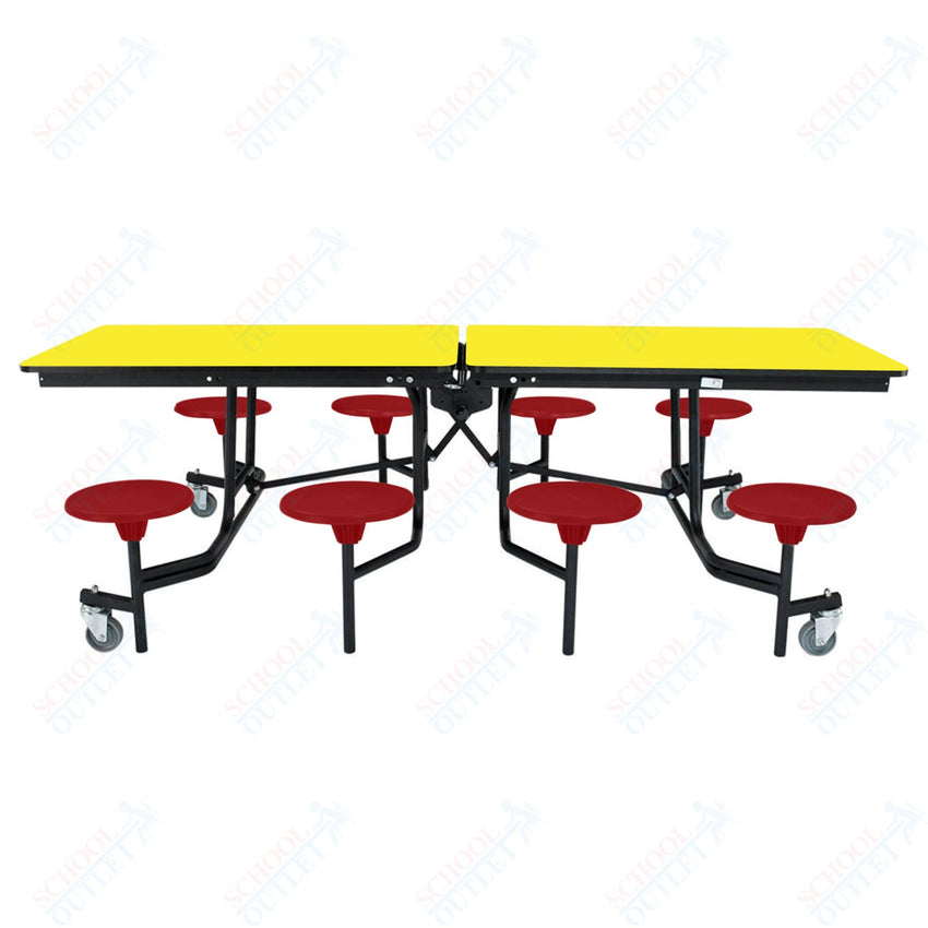 NPS Rectangle Mobile Stool Unit Folding Table with Storage and High Impact Stools 30" W x 97" L x 25" H (NPS-MTS8-XX-25) - SchoolOutlet