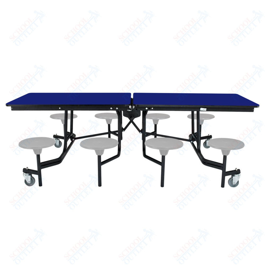 NPS Rectangle Mobile Stool Unit Folding Table with Storage and High Impact Stools 30" W x 97" L x 25" H (NPS-MTS8-XX-25) - SchoolOutlet