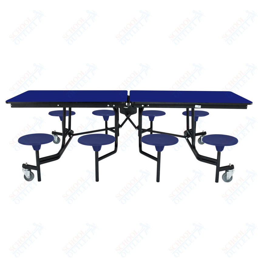 NPS Rectangle Mobile Stool Unit Folding Table with Storage and High Impact Stools 30" W x 97" L x 27" H (NPS-MTS8-XX-27) - SchoolOutlet