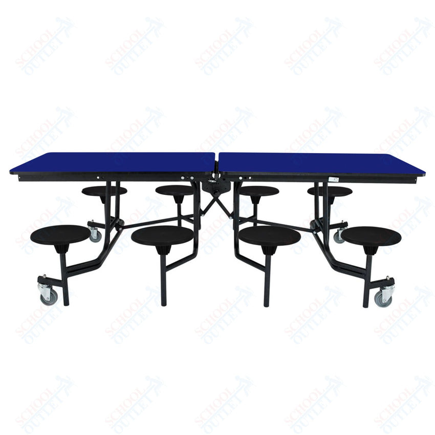 NPS Rectangle Mobile Stool Unit Folding Table with Storage and High Impact Stools 30" W x 97" L x 25" H (NPS-MTS8-XX-25) - SchoolOutlet