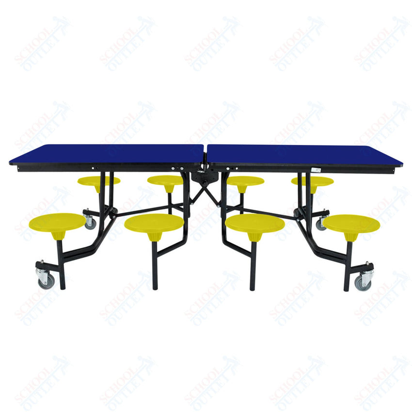 NPS Rectangle Mobile Stool Unit Folding Table with Storage and High Impact Stools 30" W x 97" L x 27" H (NPS-MTS8-XX-27) - SchoolOutlet