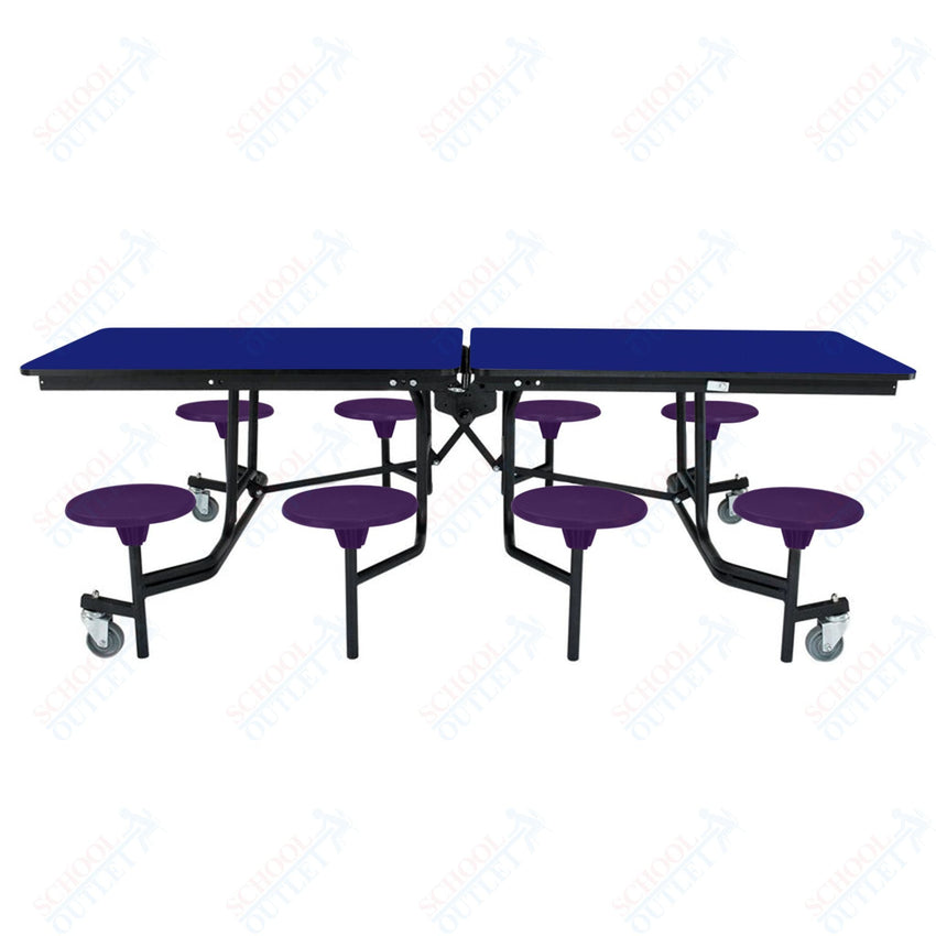 NPS Rectangle Mobile Stool Unit Folding Table with Storage and High Impact Stools 30" W x 97" L x 27" H (NPS-MTS8-XX-27) - SchoolOutlet
