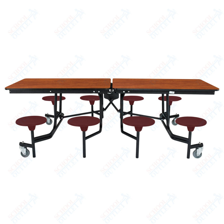 NPS Rectangle Mobile Stool Unit Folding Table with Storage and High Impact Stools 30" W x 97" L x 25" H (NPS-MTS8-XX-25) - SchoolOutlet