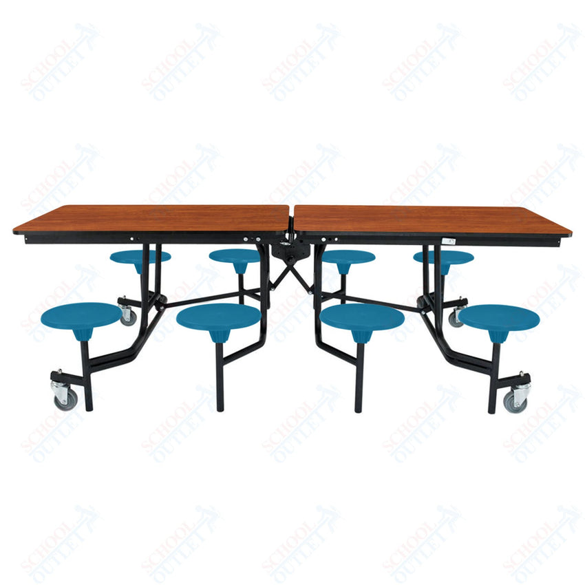 NPS Rectangle Mobile Stool Unit Folding Table with Storage and High Impact Stools 30" W x 97" L x 25" H (NPS-MTS8-XX-25) - SchoolOutlet