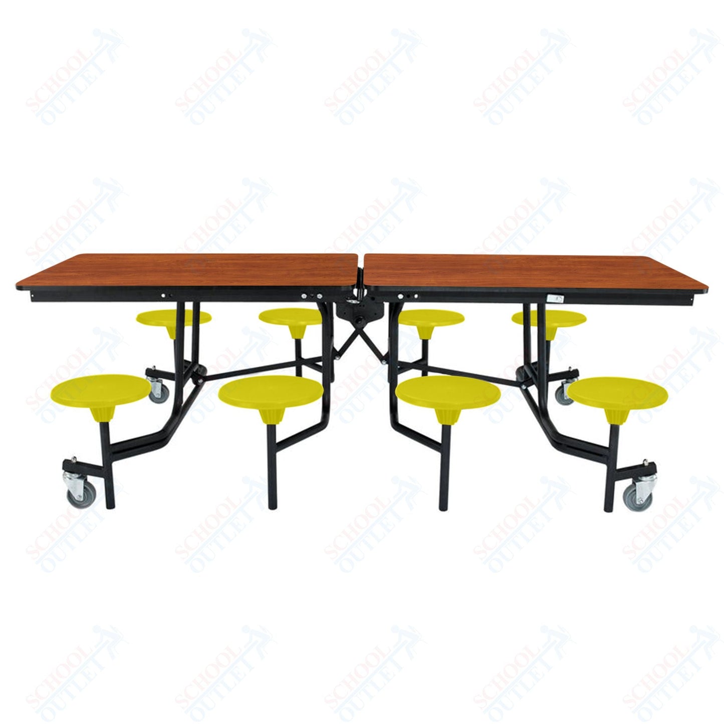 NPS Rectangle Mobile Stool Unit Folding Table with Storage and High Impact Stools 30" W x 97" L x 27" H (NPS-MTS8-XX-27) - SchoolOutlet