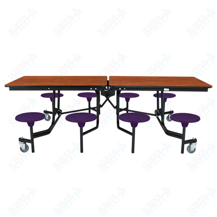 NPS Rectangle Mobile Stool Unit Folding Table with Storage and High Impact Stools 30" W x 97" L x 27" H (NPS-MTS8-XX-27) - SchoolOutlet