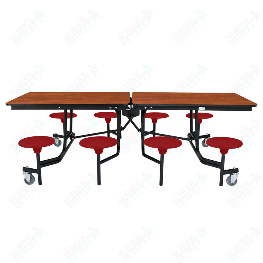 NPS Rectangle Mobile Stool Unit Folding Table with Storage and High Impact Stools 30" W x 97" L x 27" H (NPS-MTS8-XX-27) - SchoolOutlet