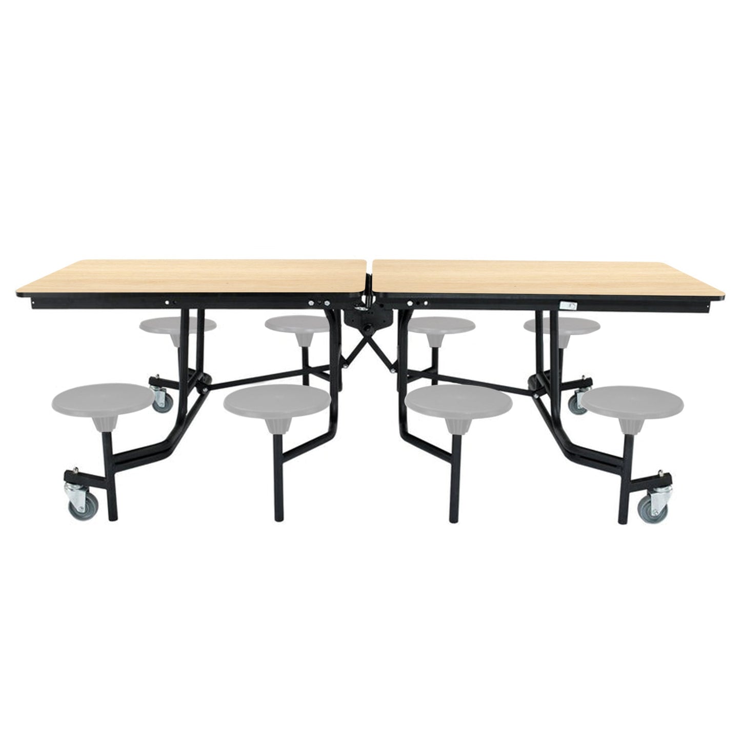 NPS Rectangle Mobile Stool Unit Folding Table with Storage and High Impact Stools 30" W x 97" L x 25" H (NPS-MTS8-XX-25) - SchoolOutlet
