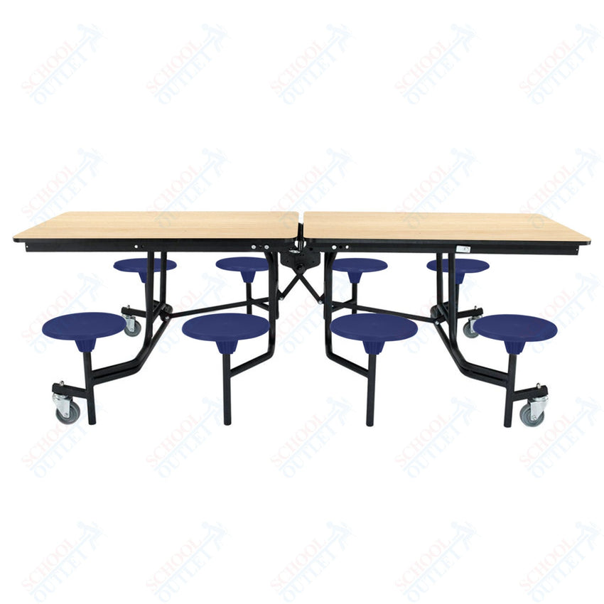 NPS Rectangle Mobile Stool Unit Folding Table with Storage and High Impact Stools 30" W x 97" L x 25" H (NPS-MTS8-XX-25) - SchoolOutlet