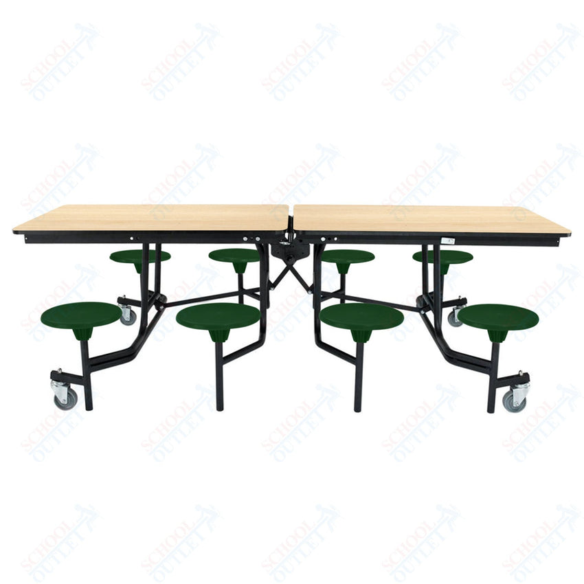 NPS Rectangle Mobile Stool Unit Folding Table with Storage and High Impact Stools 30" W x 97" L x 25" H (NPS-MTS8-XX-25) - SchoolOutlet