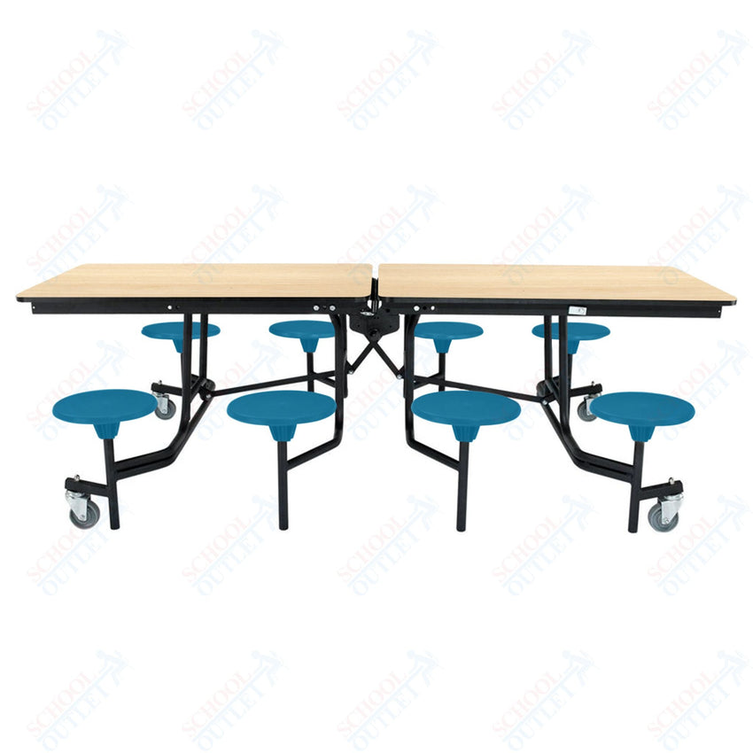 NPS Rectangle Mobile Stool Unit Folding Table with Storage and High Impact Stools 30" W x 97" L x 25" H (NPS-MTS8-XX-25) - SchoolOutlet