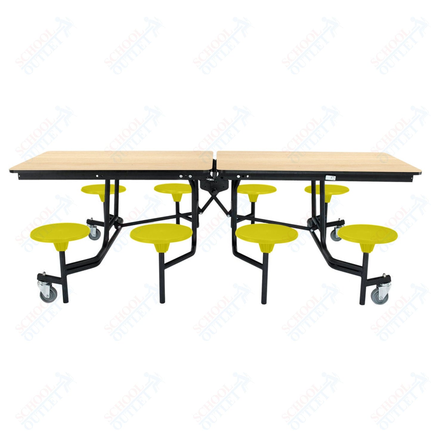NPS Rectangle Mobile Stool Unit Folding Table with Storage and High Impact Stools 30" W x 97" L x 27" H (NPS-MTS8-XX-27) - SchoolOutlet
