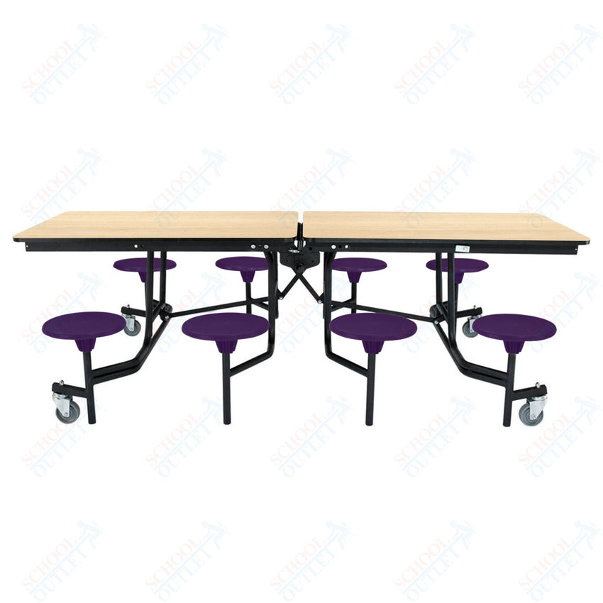NPS Rectangle Mobile Stool Unit Folding Table with Storage and High Impact Stools 30" W x 97" L x 27" H (NPS-MTS8-XX-27) - SchoolOutlet