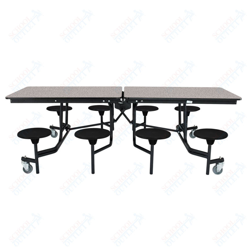 NPS Rectangle Mobile Stool Unit Folding Table with Storage and High Impact Stools 30" W x 97" L x 27" H (NPS-MTS8-XX-27) - SchoolOutlet