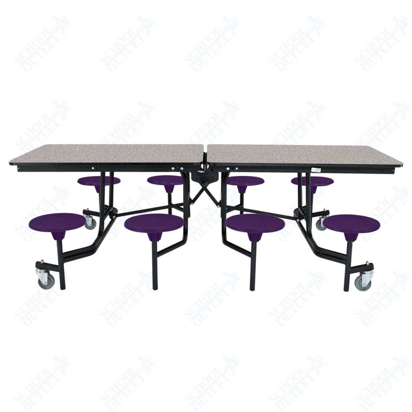 NPS Rectangle Mobile Stool Unit Folding Table with Storage and High Impact Stools 30" W x 97" L x 27" H (NPS-MTS8-XX-27) - SchoolOutlet