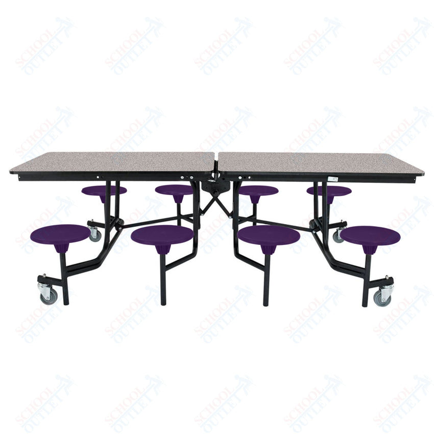 NPS Rectangle Mobile Stool Unit Folding Table with Storage and High Impact Stools 30" W x 97" L x 27" H (NPS-MTS8-XX-27) - SchoolOutlet
