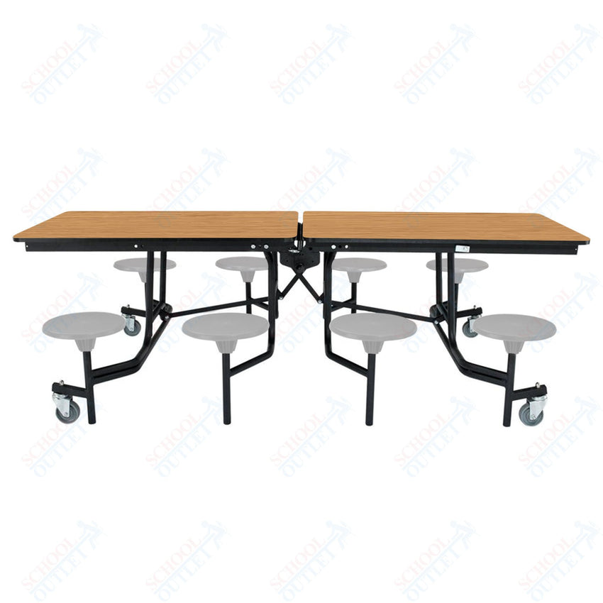 NPS Rectangle Mobile Stool Unit Folding Table with Storage and High Impact Stools 30" W x 97" L x 25" H (NPS-MTS8-XX-25) - SchoolOutlet