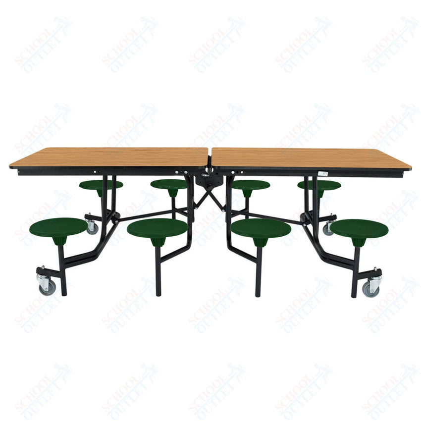 NPS Rectangle Mobile Stool Unit Folding Table with Storage and High Impact Stools 30" W x 97" L x 25" H (NPS-MTS8-XX-25) - SchoolOutlet