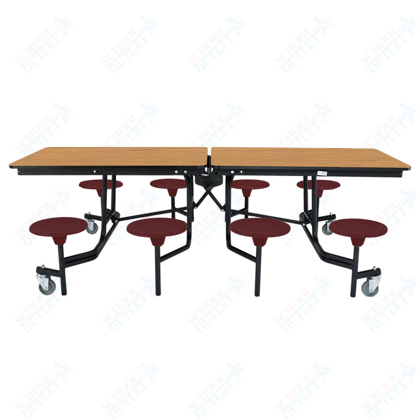 NPS Rectangle Mobile Stool Unit Folding Table with Storage and High Impact Stools 30" W x 97" L x 27" H (NPS-MTS8-XX-27) - SchoolOutlet
