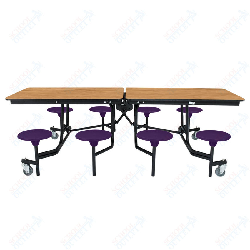 NPS Rectangle Mobile Stool Unit Folding Table with Storage and High Impact Stools 30" W x 97" L x 27" H (NPS-MTS8-XX-27) - SchoolOutlet