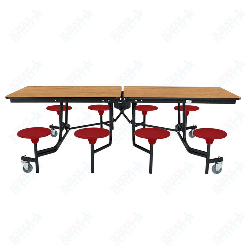 NPS Rectangle Mobile Stool Unit Folding Table with Storage and High Impact Stools 30" W x 97" L x 27" H (NPS-MTS8-XX-27) - SchoolOutlet