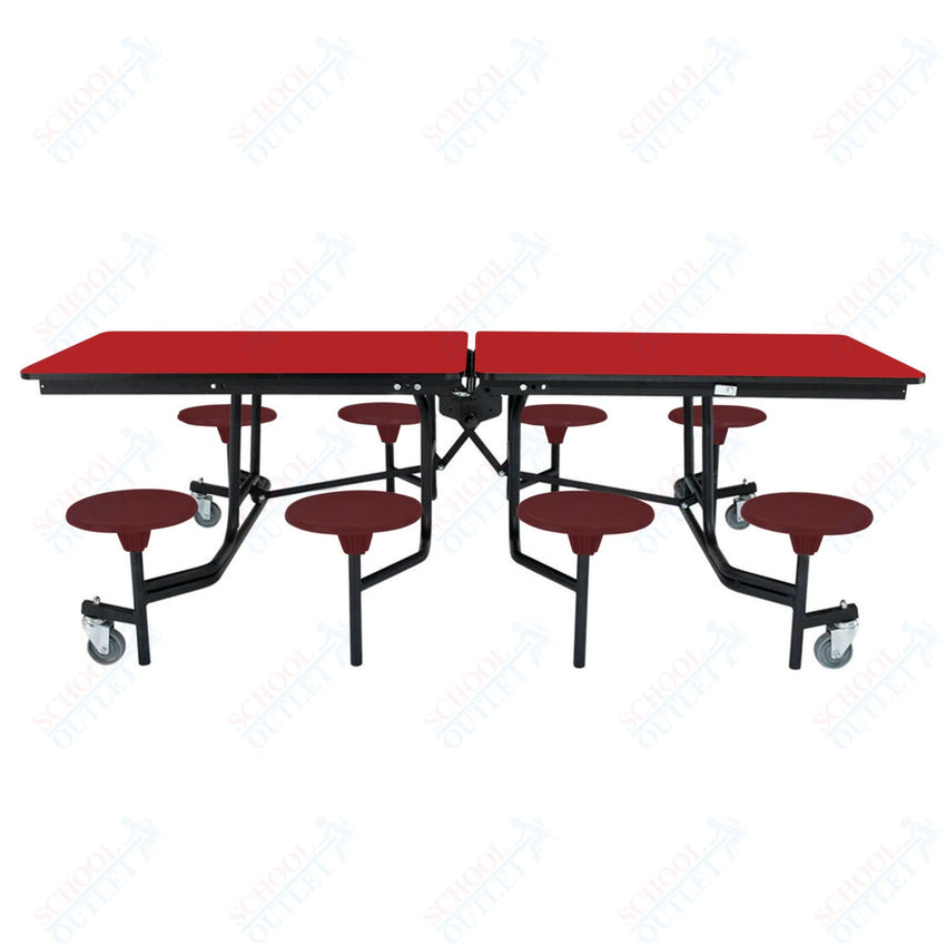 NPS Rectangle Mobile Stool Unit Folding Table with Storage and High Impact Stools 30" W x 97" L x 27" H (NPS-MTS8-XX-27) - SchoolOutlet