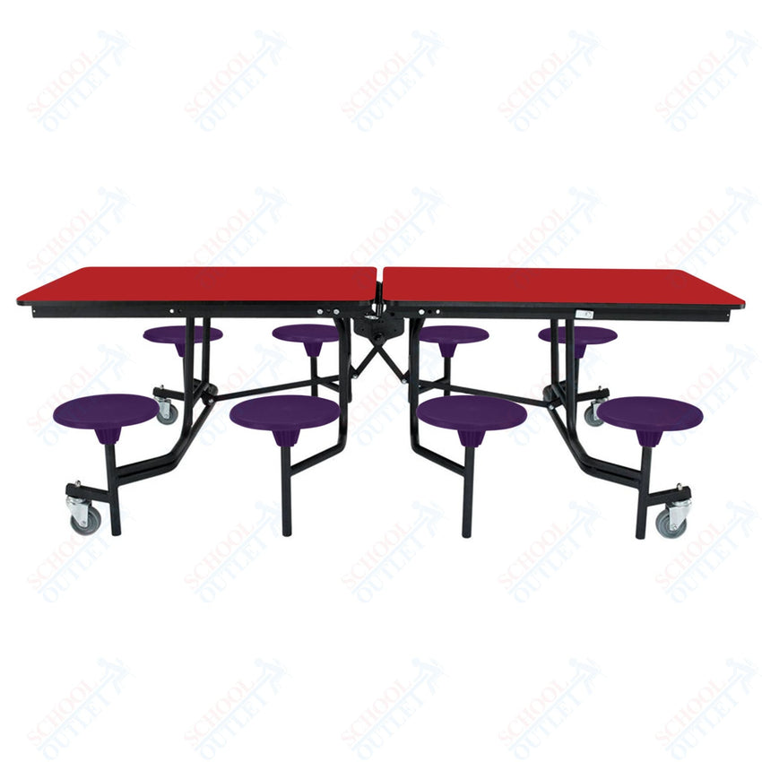NPS Rectangle Mobile Stool Unit Folding Table with Storage and High Impact Stools 30" W x 97" L x 25" H (NPS-MTS8-XX-25) - SchoolOutlet