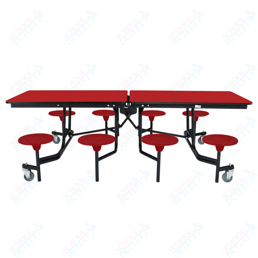 NPS Rectangle Mobile Stool Unit Folding Table with Storage and High Impact Stools 30" W x 97" L x 25" H (NPS-MTS8-XX-25) - SchoolOutlet