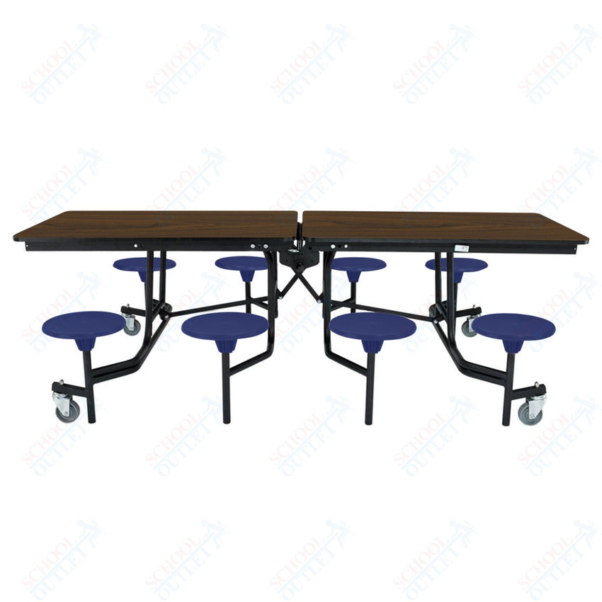 NPS Rectangle Mobile Stool Unit Folding Table with Storage and High Impact Stools 30" W x 97" L x 25" H (NPS-MTS8-XX-25) - SchoolOutlet