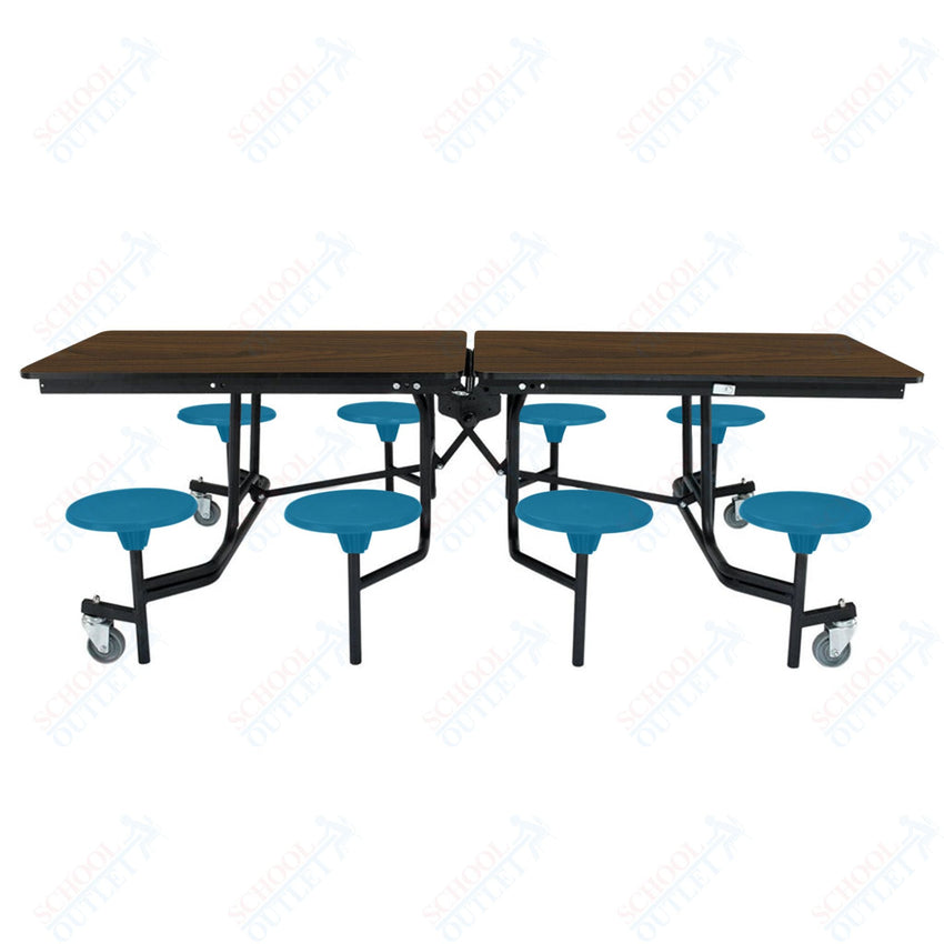NPS Rectangle Mobile Stool Unit Folding Table with Storage and High Impact Stools 30" W x 97" L x 27" H (NPS-MTS8-XX-27) - SchoolOutlet