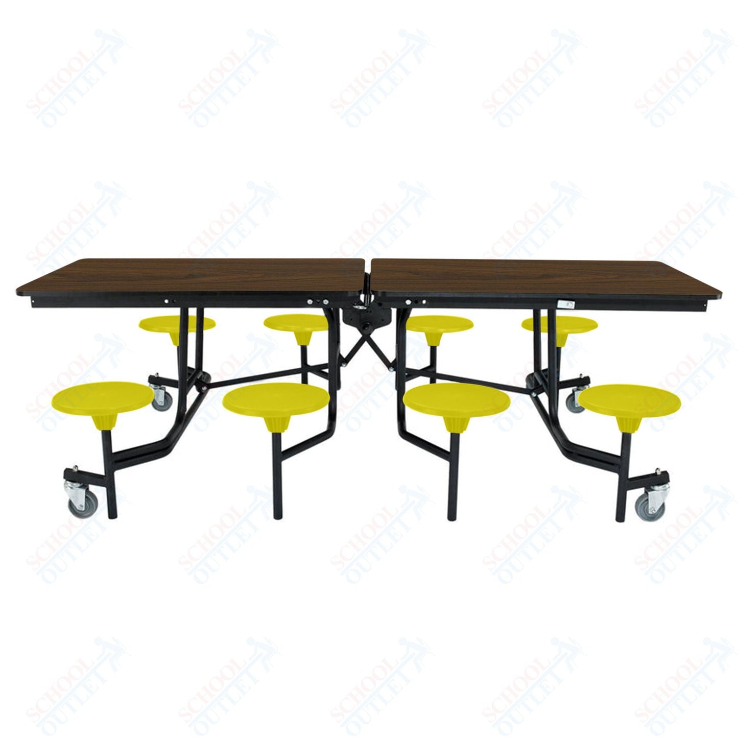 NPS Rectangle Mobile Stool Unit Folding Table with Storage and High Impact Stools 30" W x 97" L x 25" H (NPS-MTS8-XX-25) - SchoolOutlet