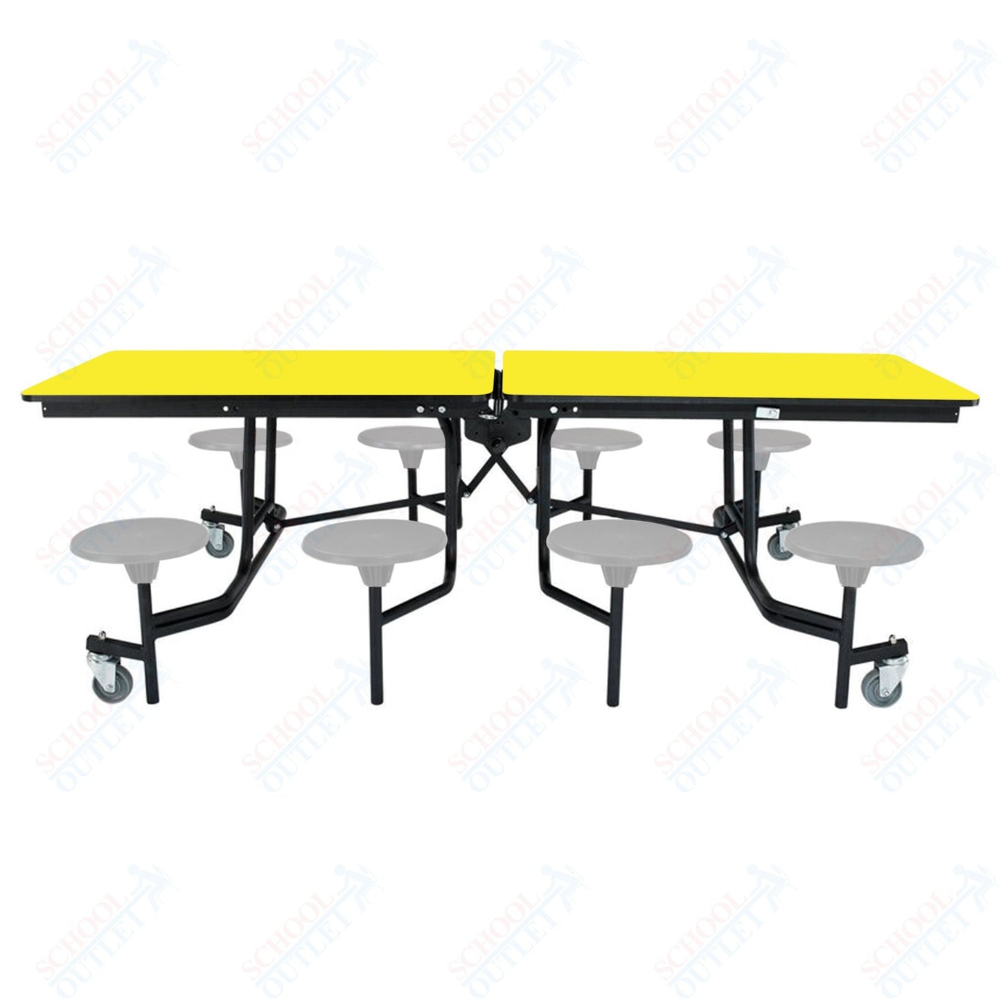 NPS Rectangle Mobile Stool Unit Folding Table with Storage and High Impact Stools 30" W x 97" L x 25" H (NPS-MTS8-XX-25) - SchoolOutlet