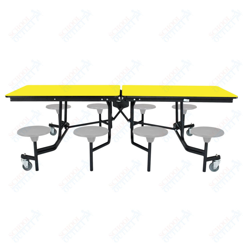 NPS Rectangle Mobile Stool Unit Folding Table with Storage and High Impact Stools 30" W x 97" L x 27" H (NPS-MTS8-XX-27) - SchoolOutlet