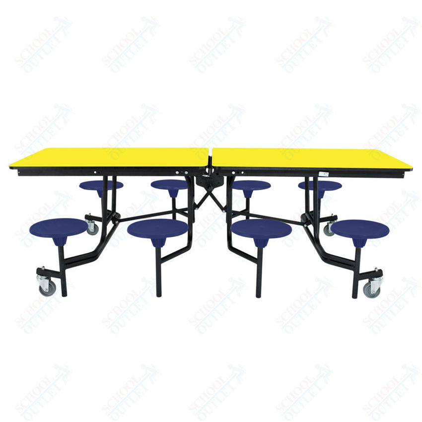 NPS Rectangle Mobile Stool Unit Folding Table with Storage and High Impact Stools 30" W x 97" L x 27" H (NPS-MTS8-XX-27) - SchoolOutlet
