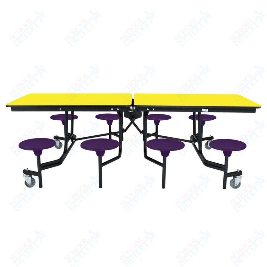NPS Rectangle Mobile Stool Unit Folding Table with Storage and High Impact Stools 30" W x 97" L x 27" H (NPS-MTS8-XX-27) - SchoolOutlet