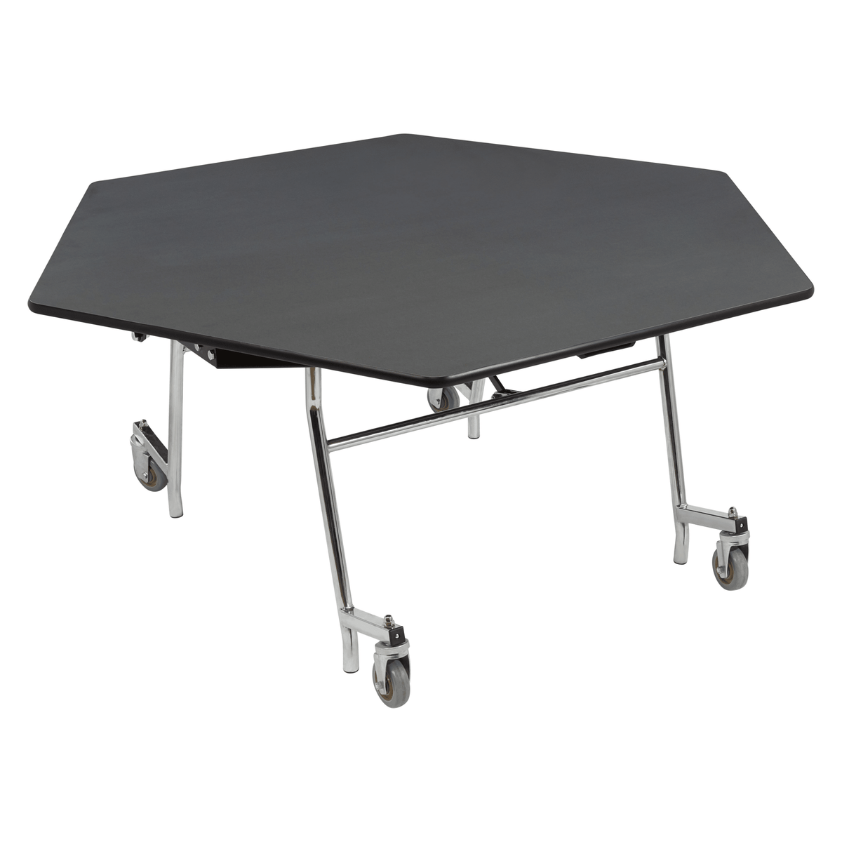 NPS EasyFold Mobile Cafeteria Hexagon Folding Table - 60"W x 60"L x 27"H (NPS-MTSSF-60H-XXX27) - SchoolOutlet
