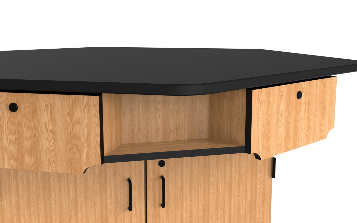 NPS Spacious 6-Person Hexagonal Workstation with Cabinet Base - 68"W x 60"D x 36"H (National Public Seating NPS-WSHX) - SchoolOutlet