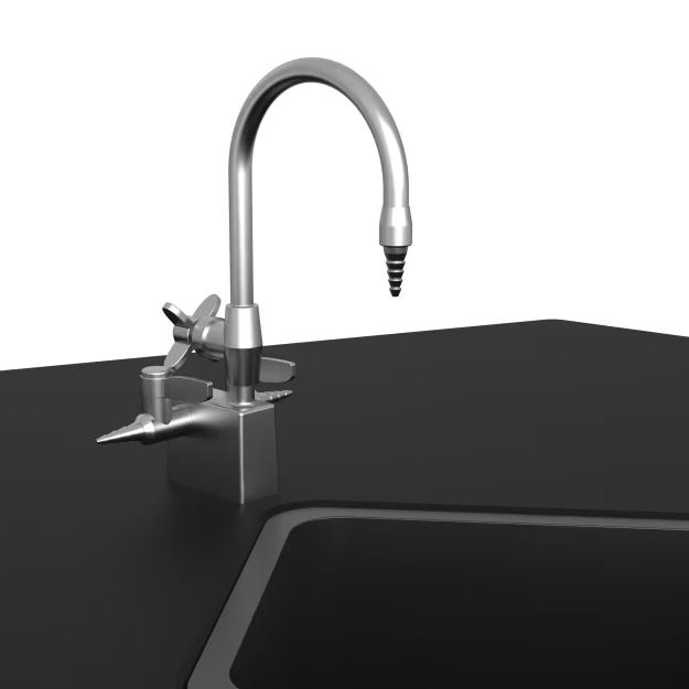 NPS 6 - Person Workstation Phenolic Top Cabinet Base Epoxy Sink and Gas Fixtures with Power Strips - Lab Furniture (NPS - WSHP - CXPSESGF) - SchoolOutlet
