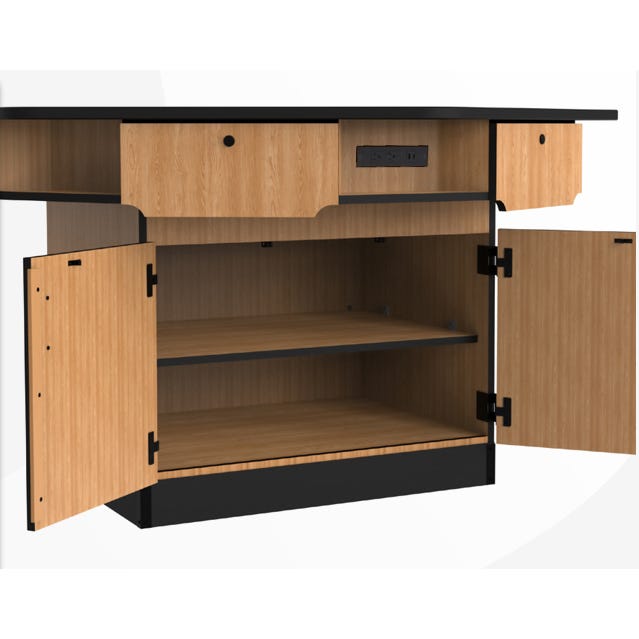 NPS 6 - Person Workstation Phenolic Top Cabinet Base Epoxy Sink and Gas Fixtures with Power Strips - Lab Furniture (NPS - WSHP - CXPSESGF) - SchoolOutlet