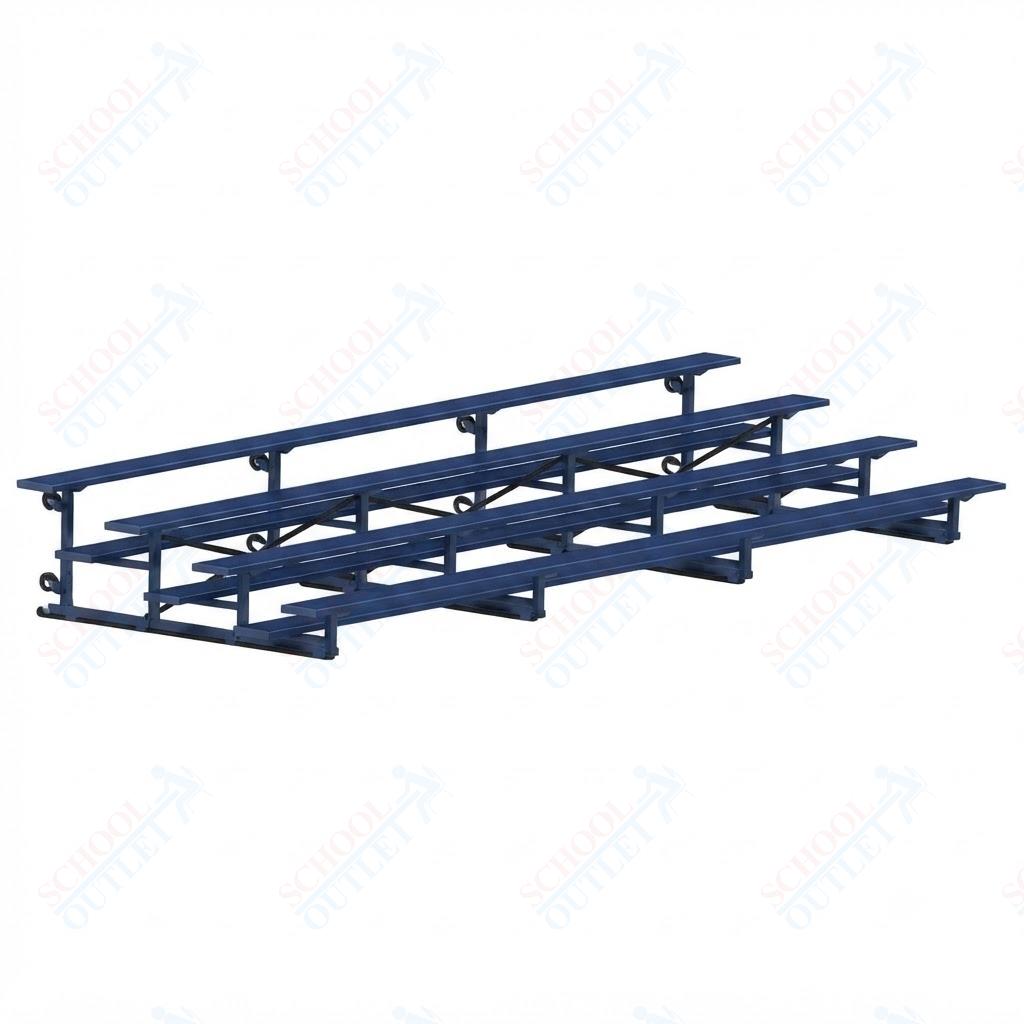 Jaypro Sports Bleacher - 4 Row - Tip & Roll, Single Foot Plank, Powder Coated - 21' L (BLCH-421TRGPC)