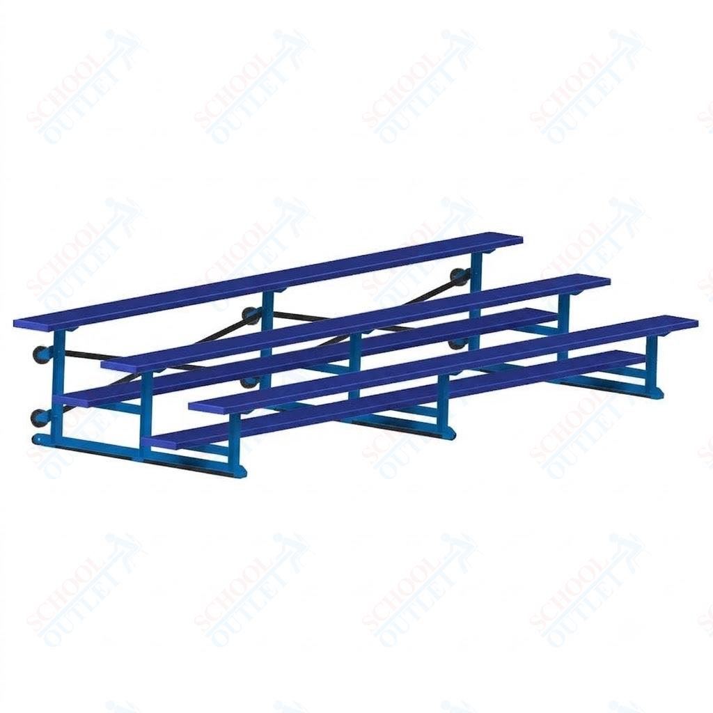 Jaypro Sports Bleacher - 3 Row - Tip & Roll, Single Foot Plank, Powder Coated - 15' L (BLCH-3TRGPC)