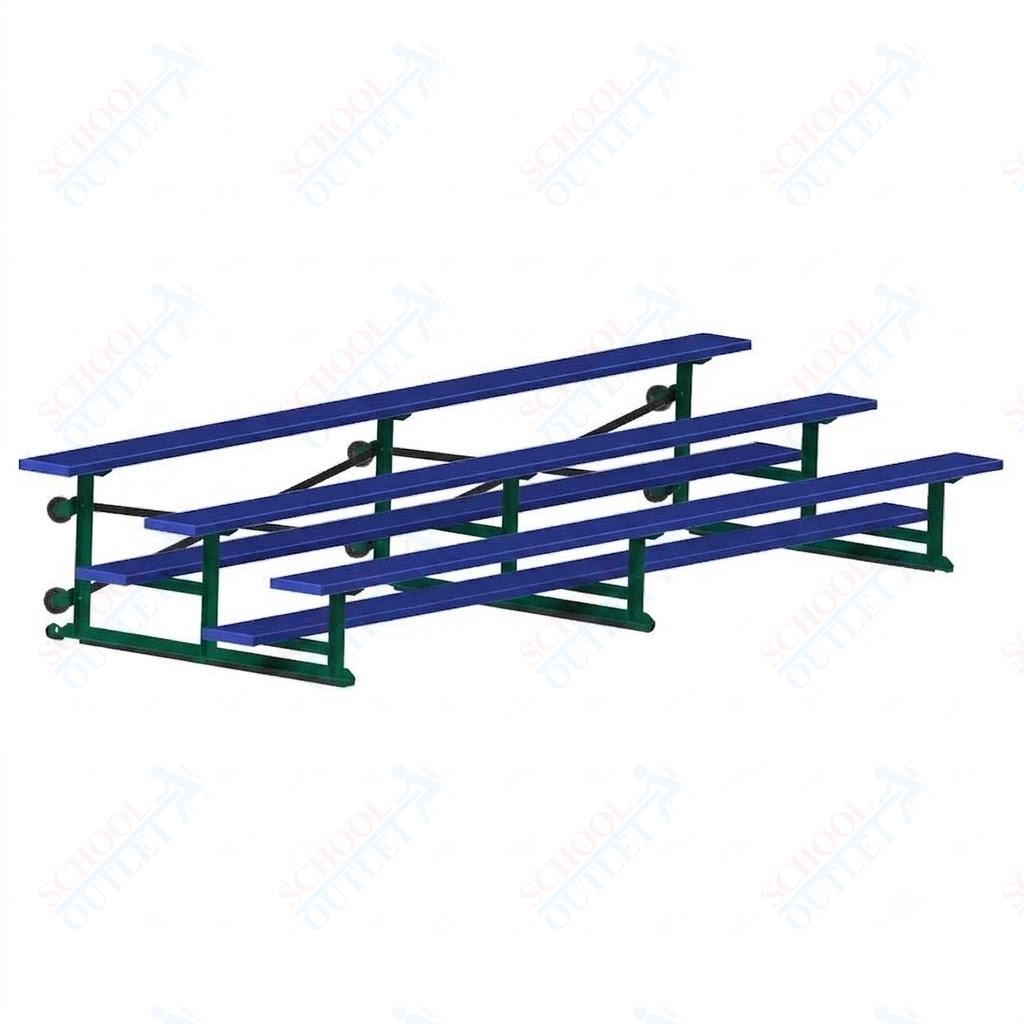 Jaypro Sports Bleacher - 3 Row - Tip & Roll, Single Foot Plank, Powder Coated - 15' L (BLCH-3TRGPC)