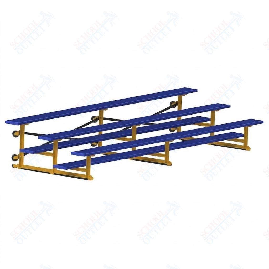 Jaypro Sports Bleacher - 3 Row - Tip & Roll, Single Foot Plank, Powder Coated - 15' L (BLCH-3TRGPC)