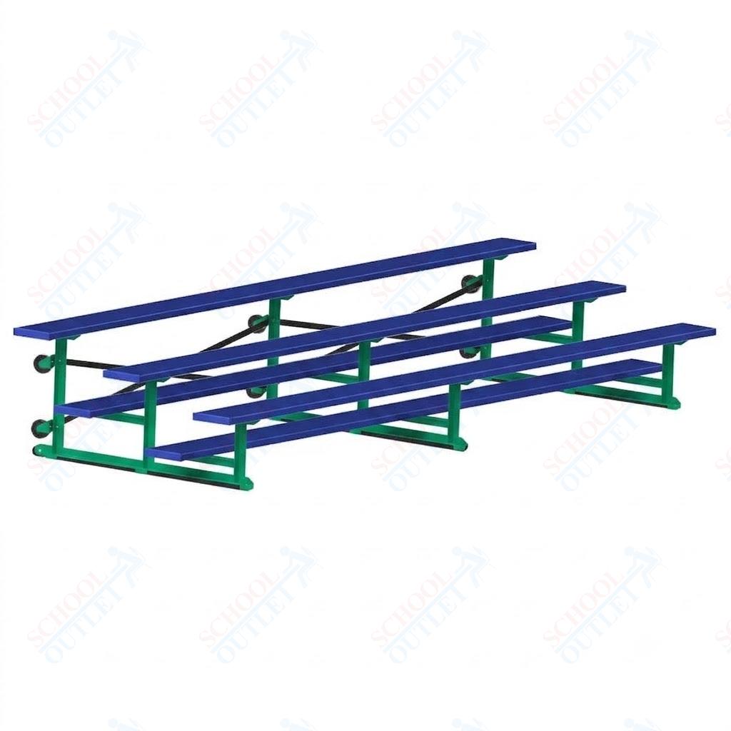 Jaypro Sports Bleacher - 3 Row - Tip & Roll, Single Foot Plank, Powder Coated - 15' L (BLCH-3TRGPC)