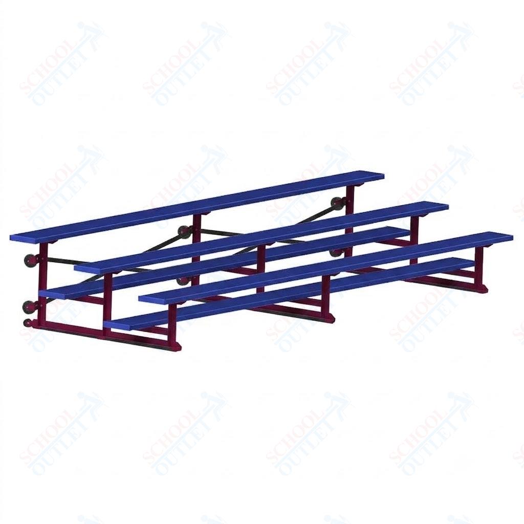 Jaypro Sports Bleacher - 3 Row - Tip & Roll, Single Foot Plank, Powder Coated - 15' L (BLCH-3TRGPC)