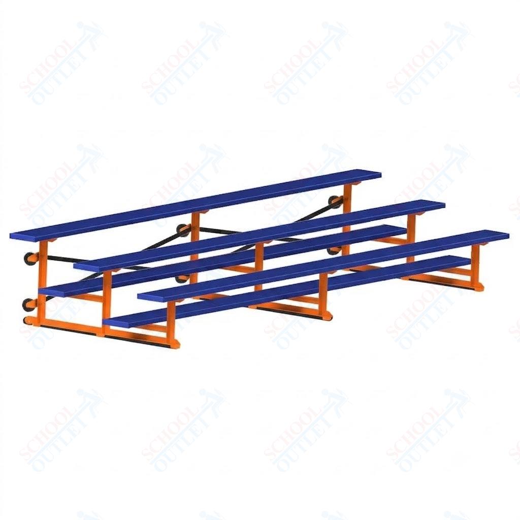 Jaypro Sports Bleacher - 3 Row - Tip & Roll, Single Foot Plank, Powder Coated - 15' L (BLCH-3TRGPC)