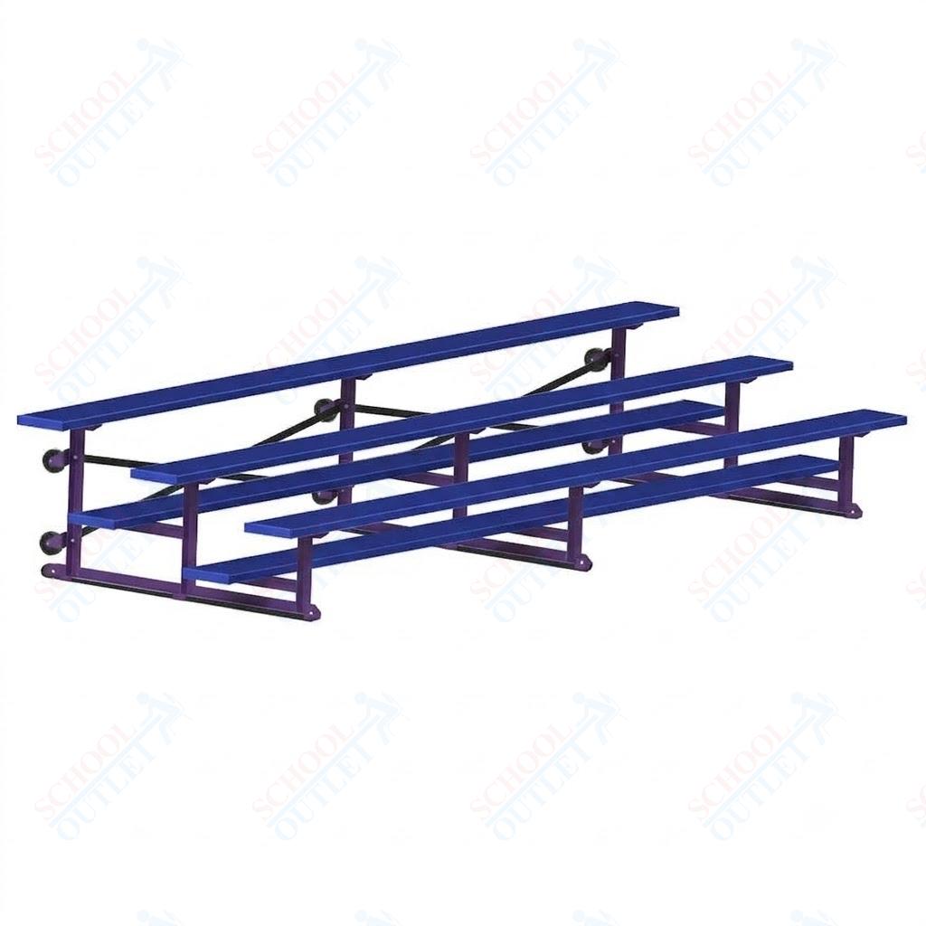 Jaypro Sports Bleacher - 3 Row - Tip & Roll, Single Foot Plank, Powder Coated - 15' L (BLCH-3TRGPC)