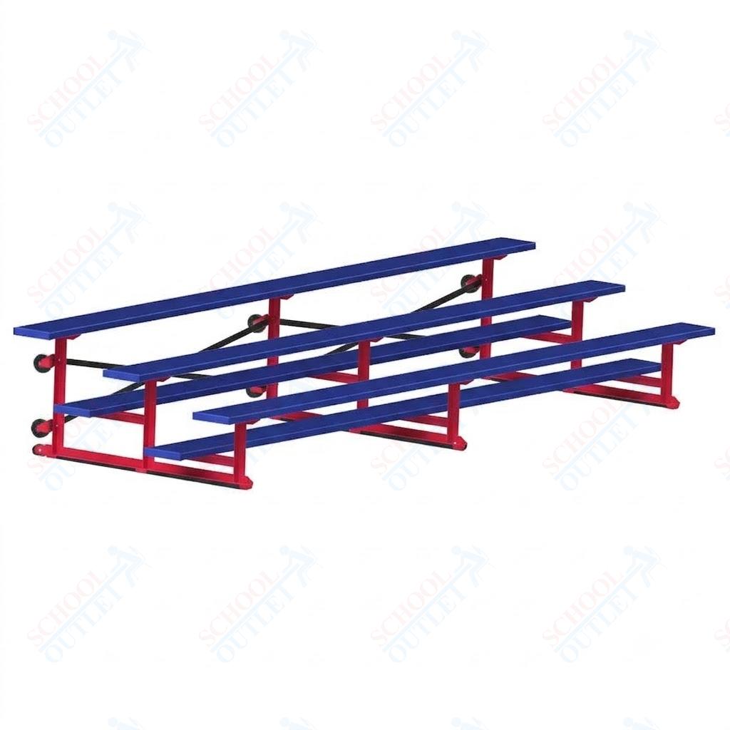 Jaypro Sports Bleacher - 3 Row - Tip & Roll, Single Foot Plank, Powder Coated - 15' L (BLCH-3TRGPC)