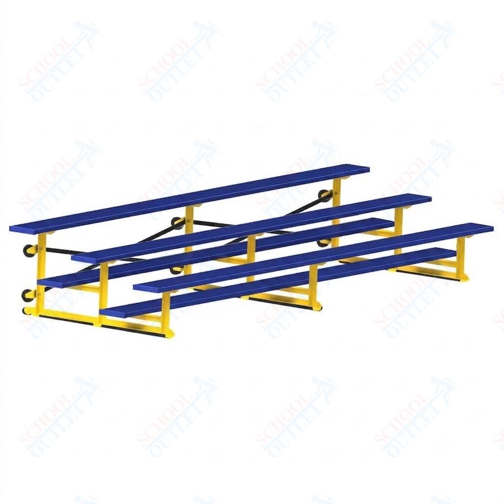 Jaypro Sports Bleacher - 3 Row - Tip & Roll, Single Foot Plank, Powder Coated - 15' L (BLCH-3TRGPC)